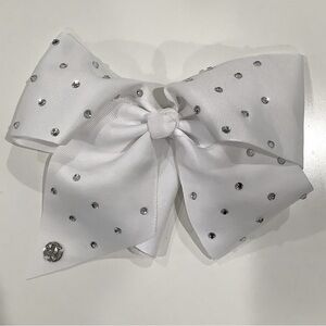 Large Jojo Siwa Bow Hair Clip white with gems